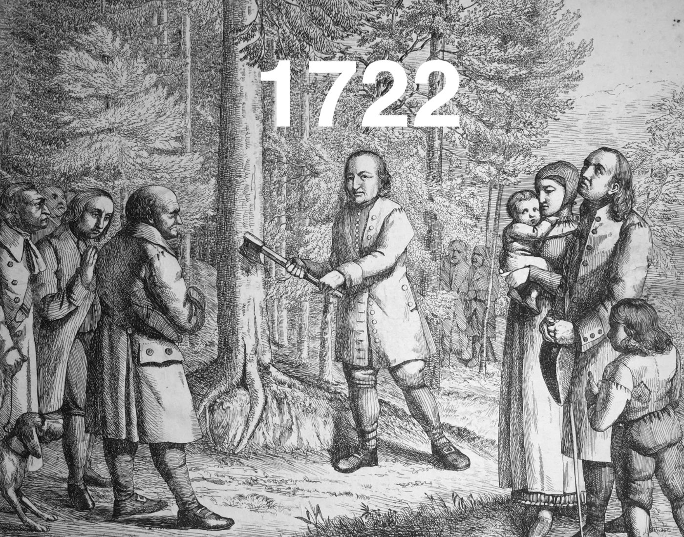 »Christian David fällt am 17. Juni 1722 den ersten Baum zum Anbau Herrnhuts